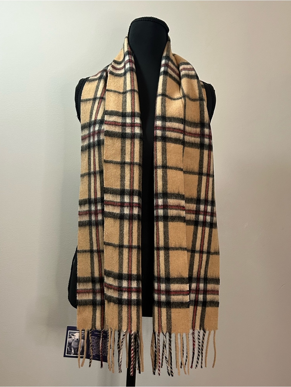 NWT Ballantrae Edinburgh 100% Lambswool Thomson Camel Plaid Scarf